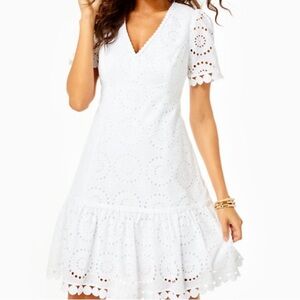 NWT Lilly Pulitzer White Circle Bloom Eyelet Maxina Mini Dress